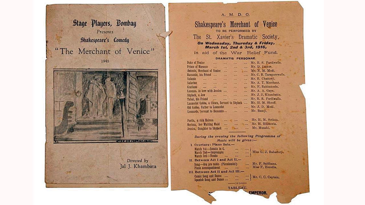 A playbill for an adaptation of Shakespeare’s Merchant of Venice, staged in Mumbai in 1916 by famous Parsi actor-writer Jal Khambata. Pics Courtesy/Parzor