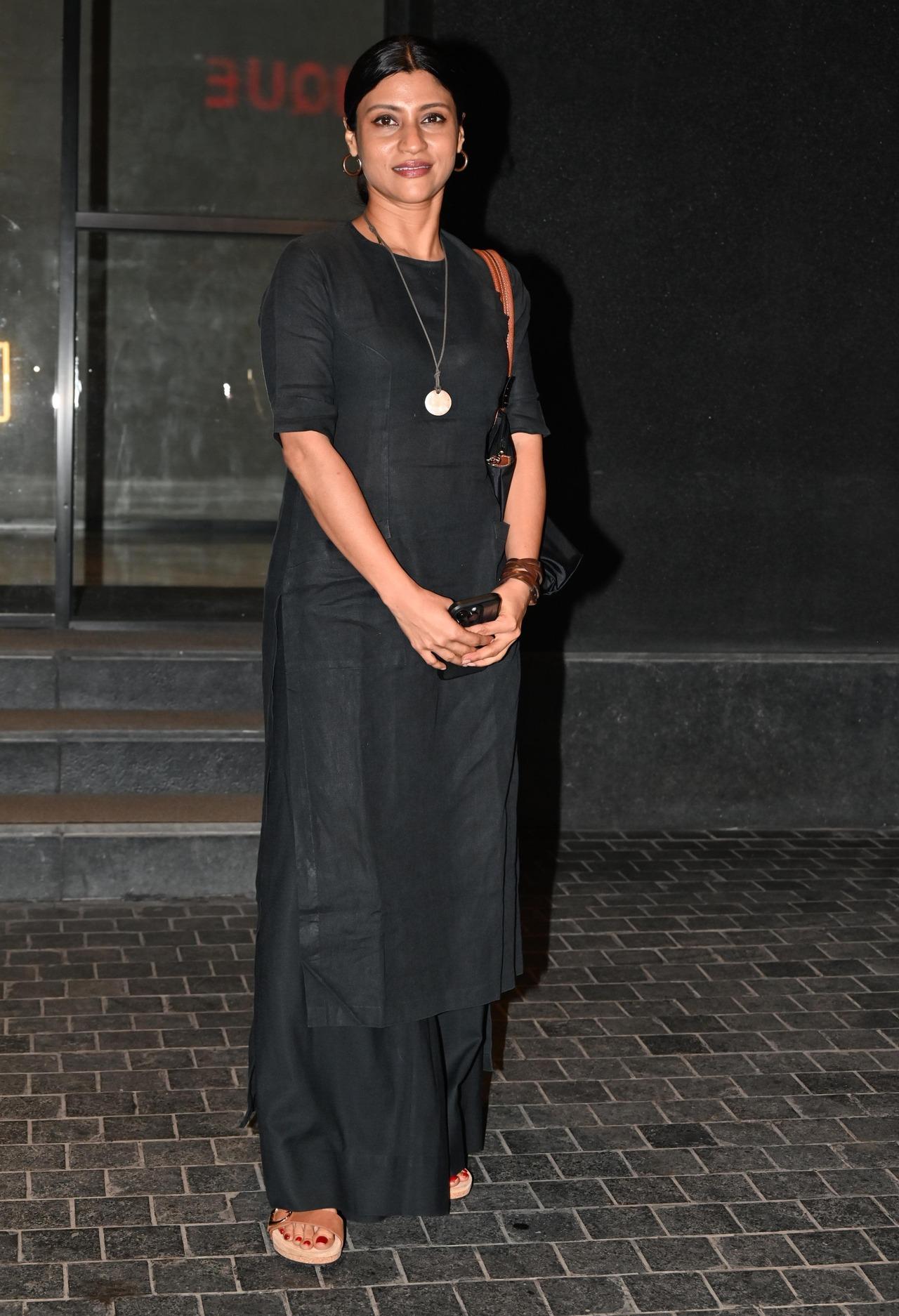 The actress wore a stunning black on black outfit for the screening