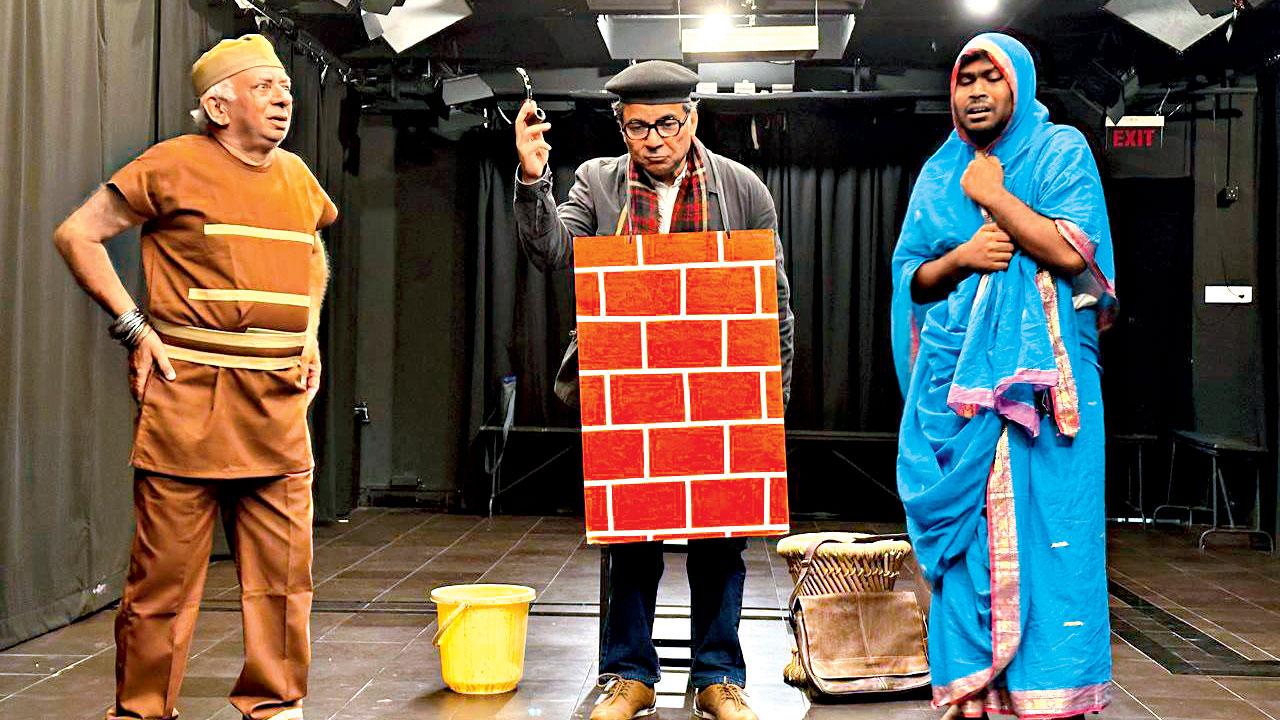 Danish Husainrehearses with the cast