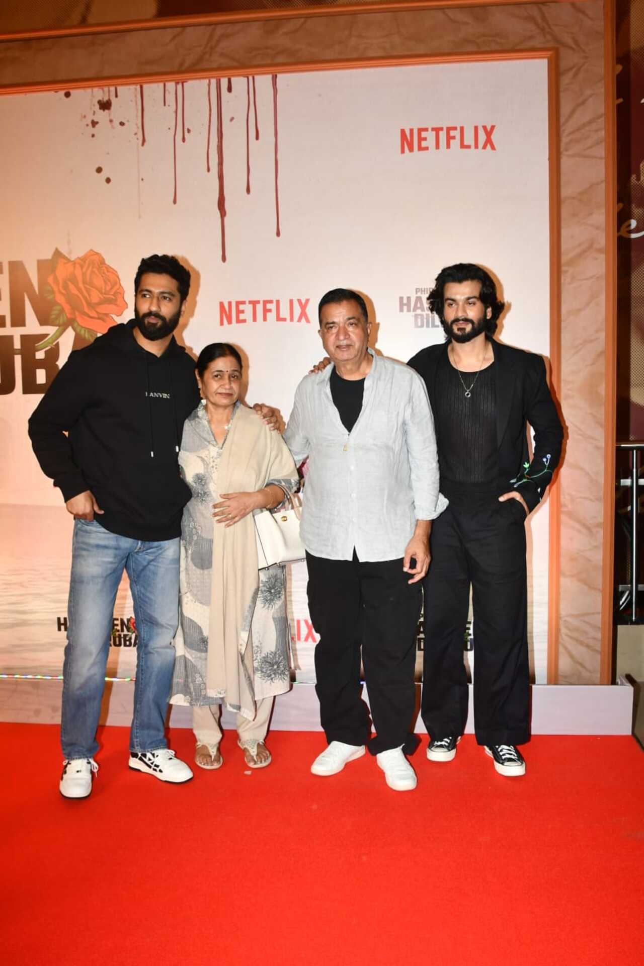 The Kaushal parivaar stole the limelight as they posed for the camera men at the screening of Sunny Kaushal's upcoming film