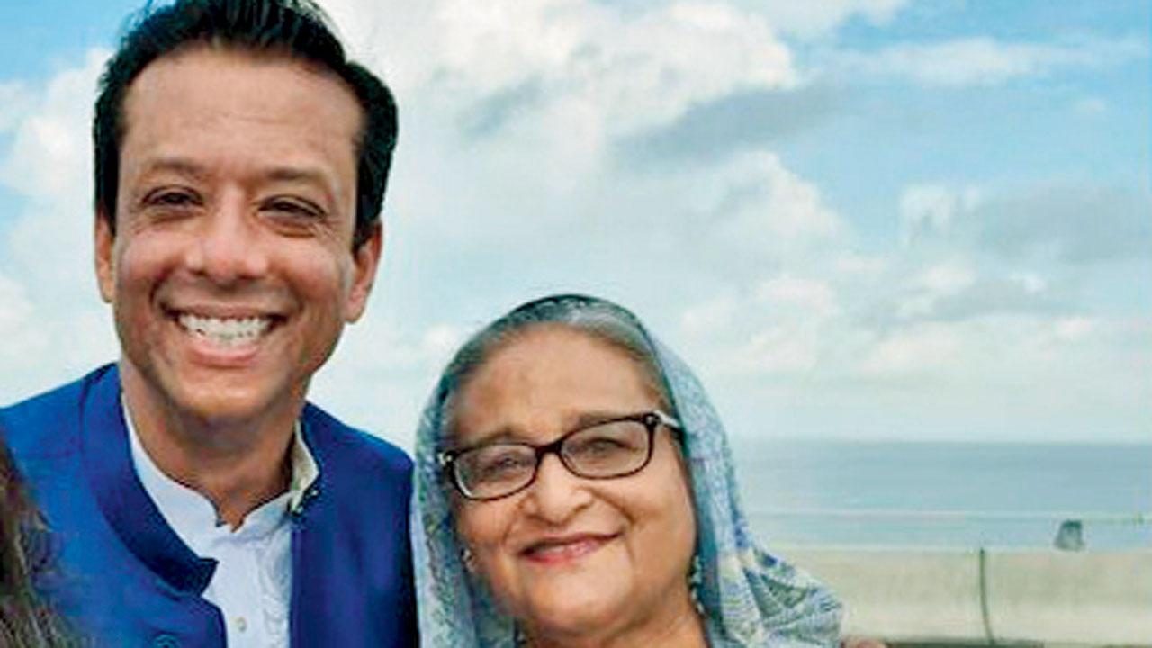 Sheikh Hasina with son Sajeeb Wazed Joy. Pic/Twitter