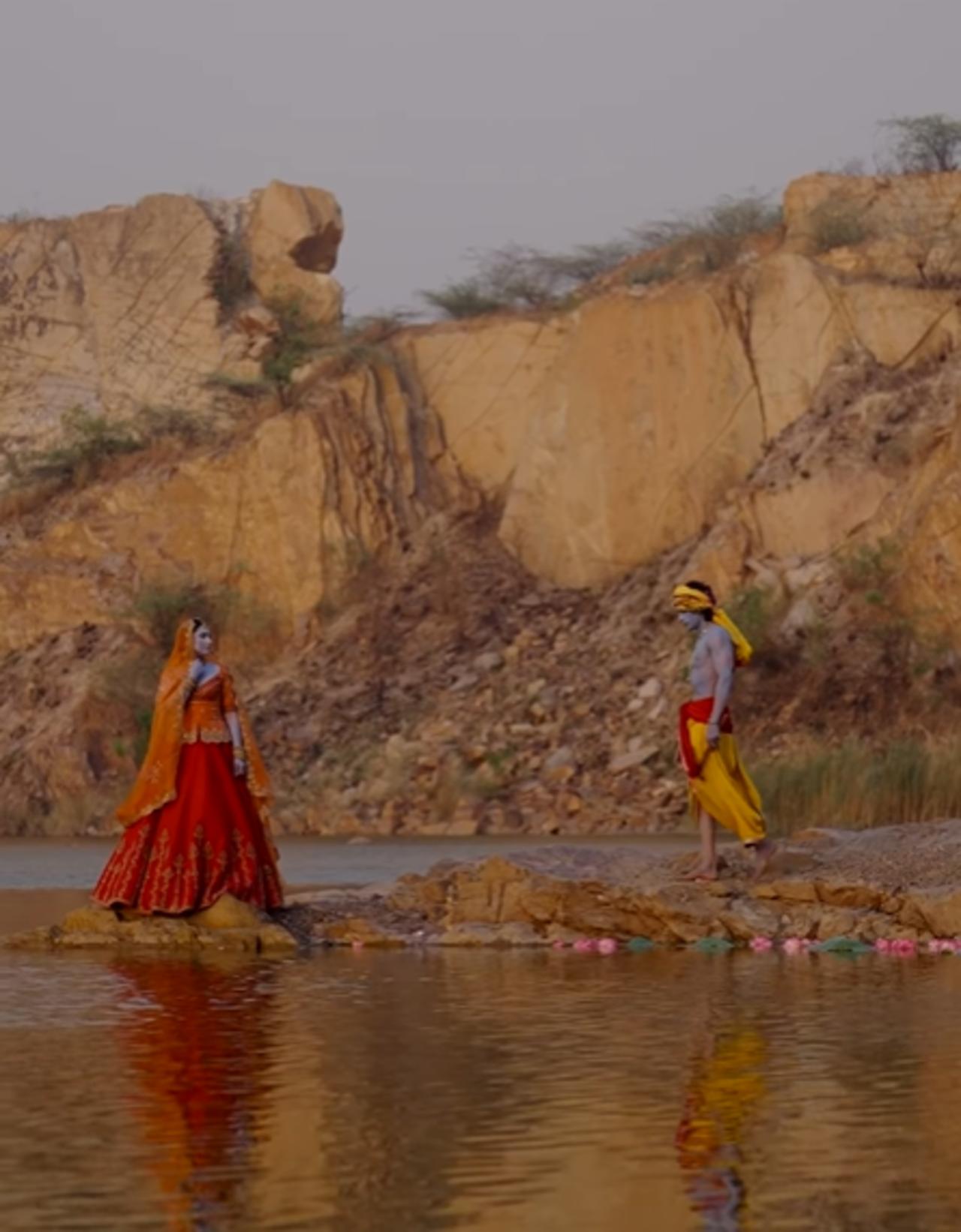 This photo shoot is undoubtedly one of our favourites, where Tamannaah embodies Radha, drenched in Shyam Rang (the colour of Krishna). This signifies that Radha's love has reached a pinnacle where she has become one with Krishna