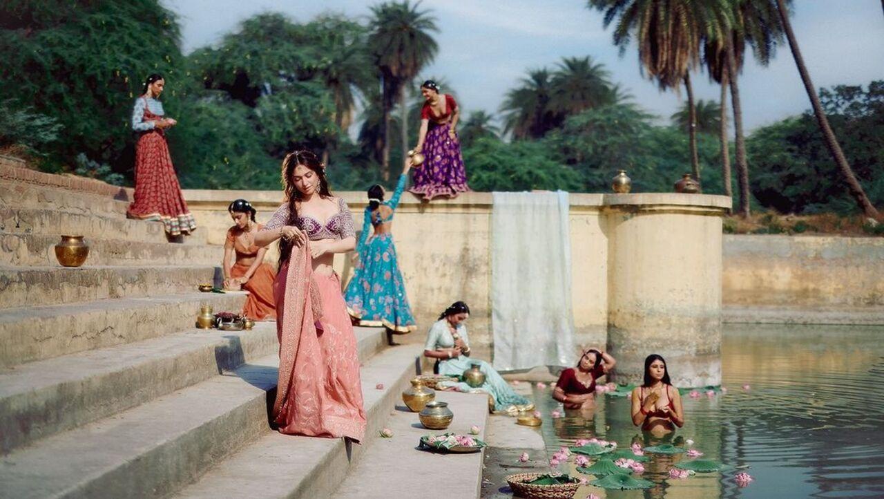 This picture shows the gopis bathing near the river of Vrindavan. It looks like Torani and Tamannaah have managed to bring bedtime stories to life