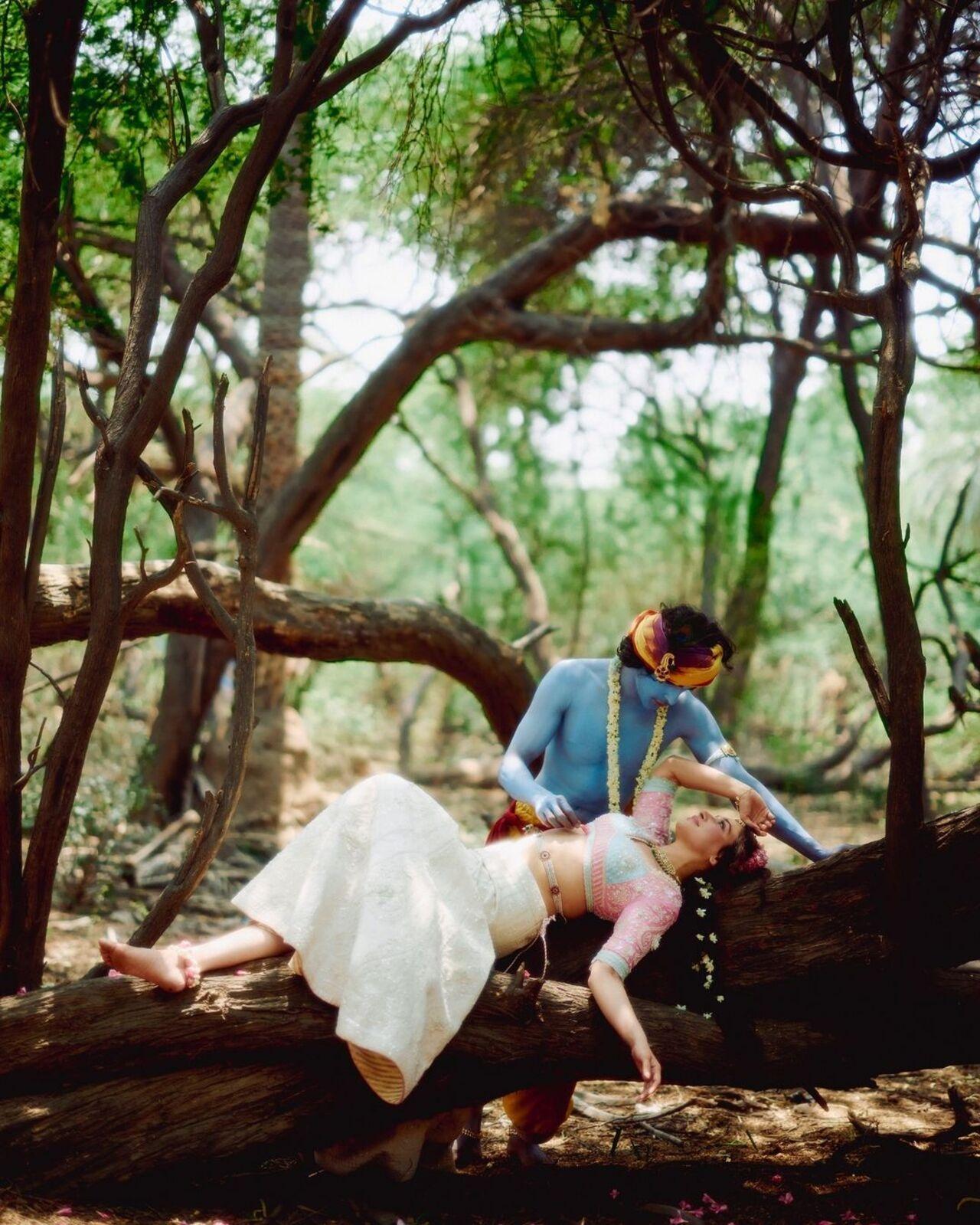 The photos depict her as Radha, engaged in Rasleela with Krishna, transporting us to Vrindavan where Krishna used to perform Rasleela with his gopis