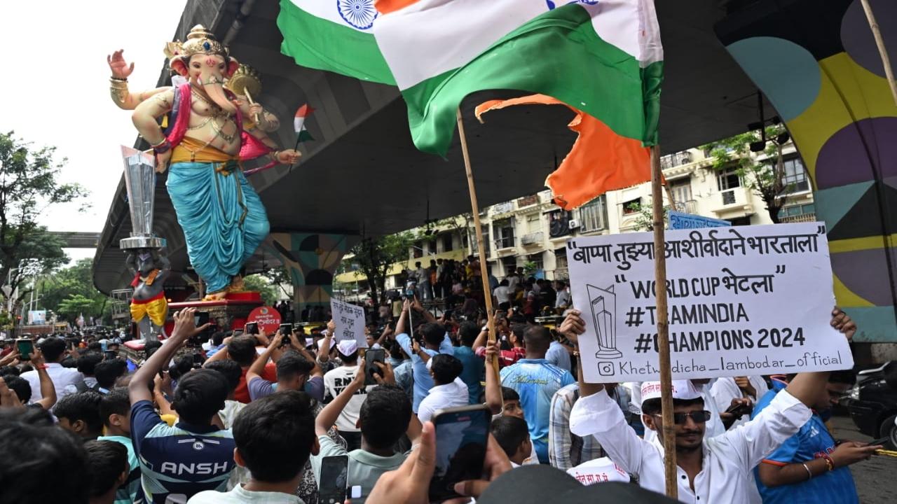 A cricket fan thanks 'Khetwadicha Lambodar' for India's victory in the T-20 cricket World Cup this year