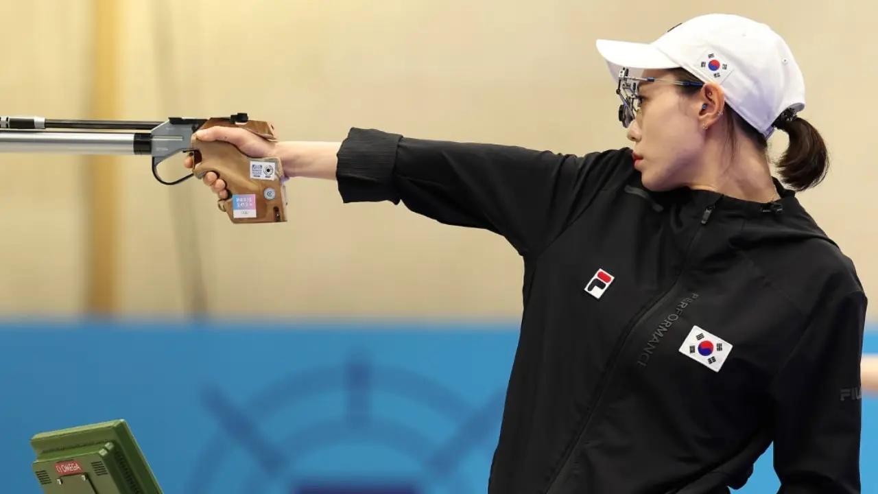 Kim Ye-ji
Along with Dikec, the other shooter who gained the limelight was South Korea's Kim Ye-ji. Appearing in a fully zipped-up uniform, a hat and shooting glasses, the Korean took the internet ablaze with her style