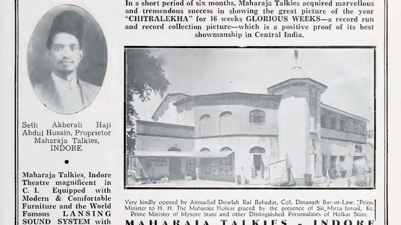 An archival clipping about Maharaja Talkies, Indore, which was patronised by the princely elite. Pic/Media History Digital Archive