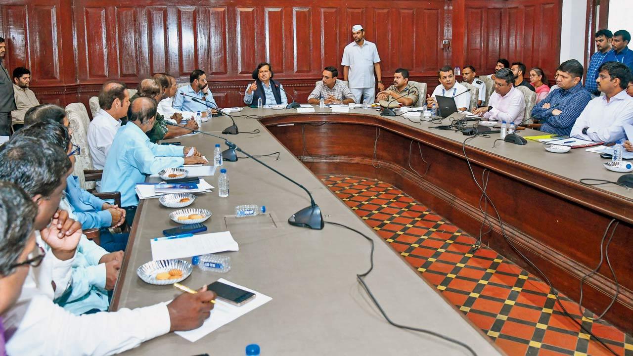 Members of mandals and civic officials at the meeting held at the BMC headquarters on Tuesday