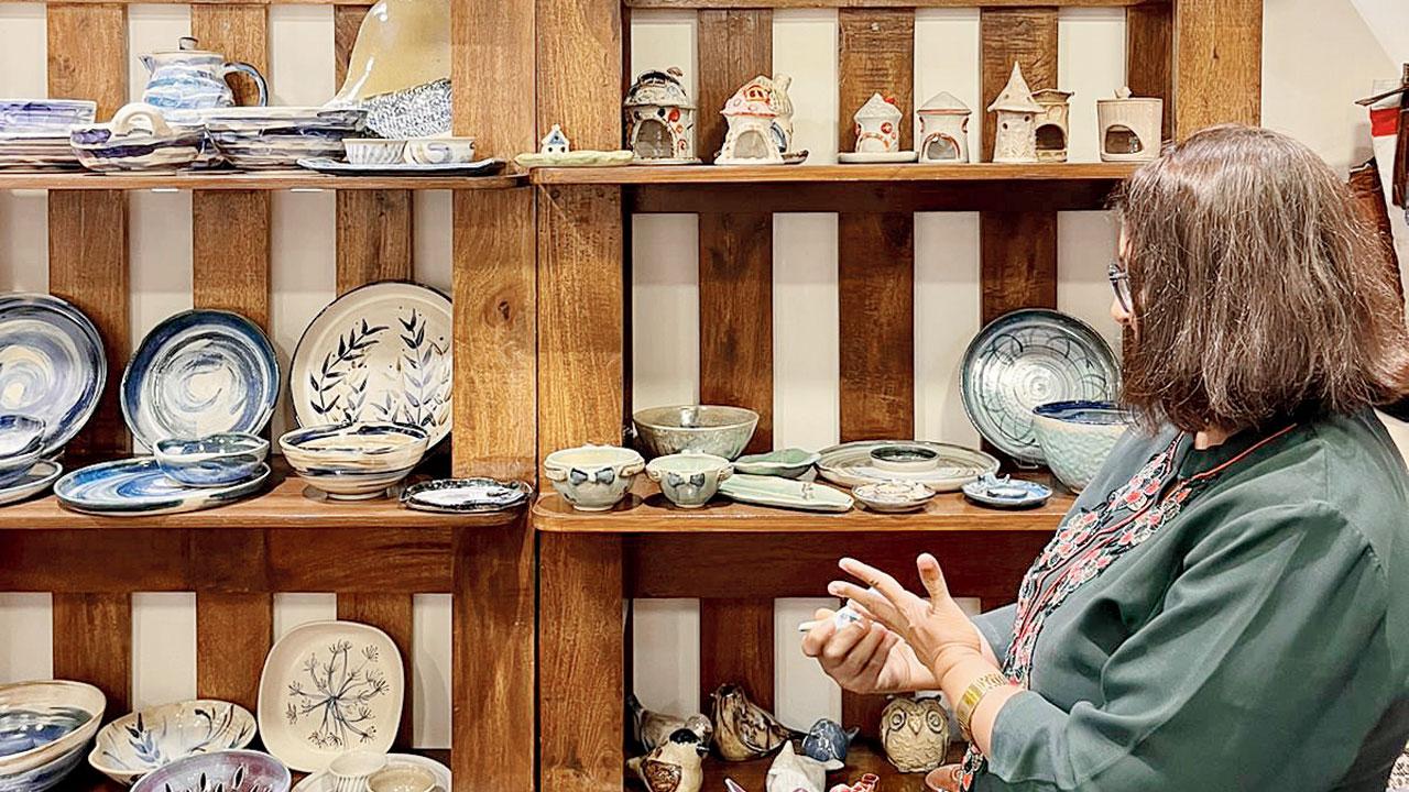The ceramics on display at the exhibition in Dadar