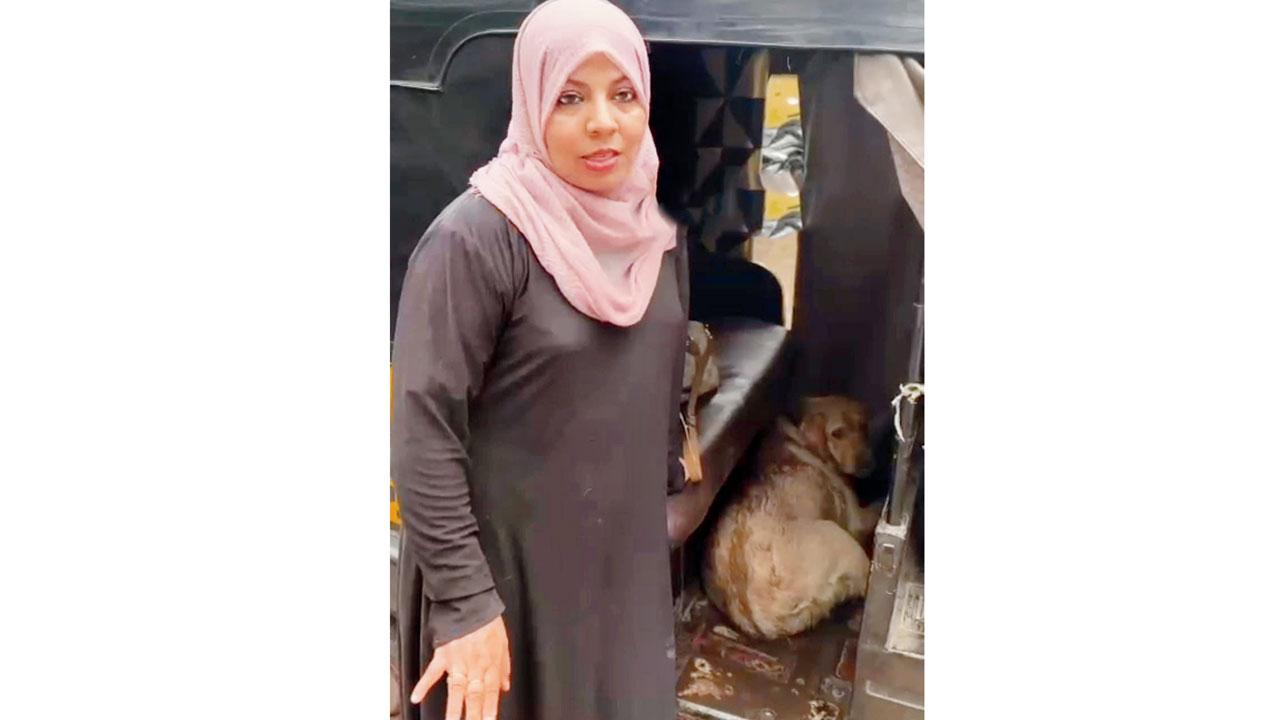 Animal activist Muzna Sajjad with the rescued dog