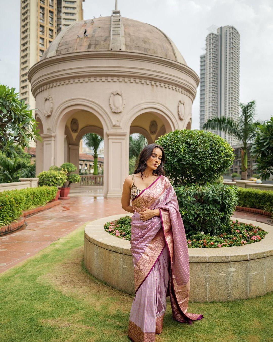 Surbhi Jyoti, known for her versatile fashion sense, recently showcased a stunning look that exuded both elegance and charm