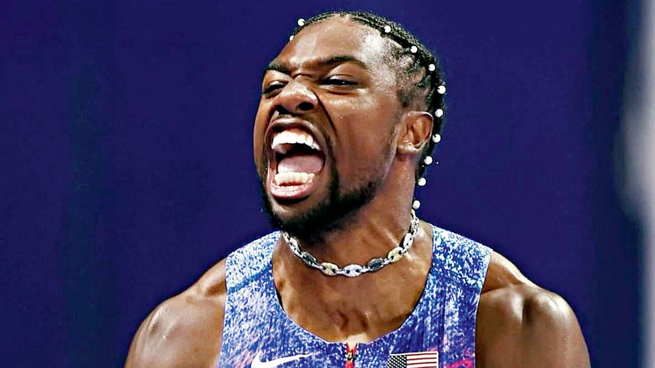 Noah Lyles sports the diamond necklace at the Paris Olympics. PIC COURTESY/INSTAGRAM