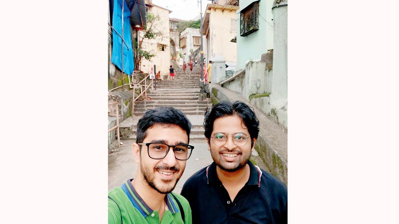 The duo exploring historic Walkeshwar last year