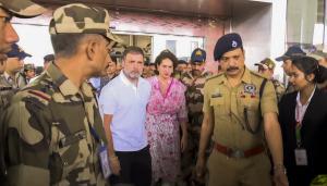 In Photos: Rahul Gandhi, Priyanka visit landslide-hit spot in Wayanad