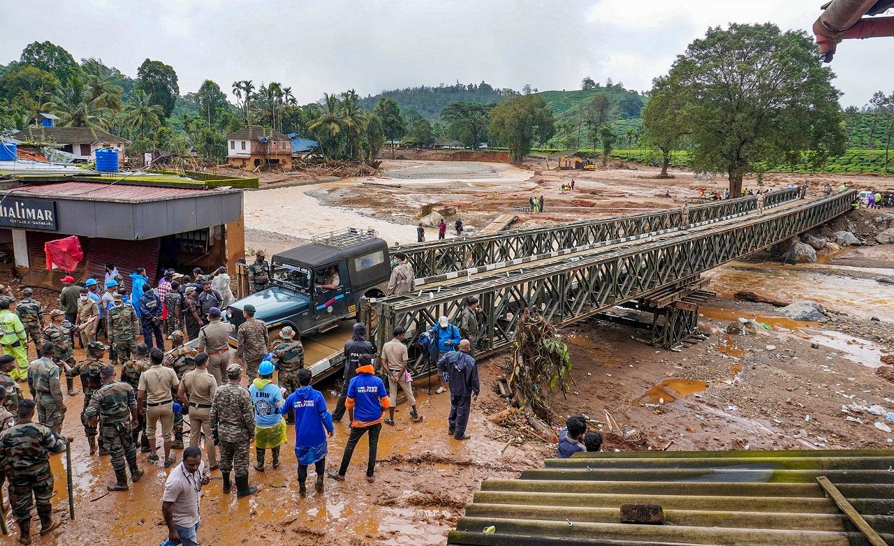 One of the group members told a news channel over the phone that they had found the body of a man killed in the landslides, and it took them two and a half hours to recover him on Sunday evening, which left them stranded in the area. Official sources said the body was then airlifted by them