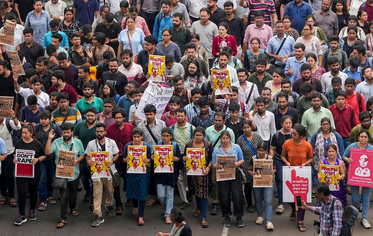 The West Bengal government on Wednesday night removed three senior officials of the Kar Medical College and Hospital, bowing to the demand of junior doctors who have been protesting against the alleged rape and murder of a postgraduate trainee doctor in the state-run health facility