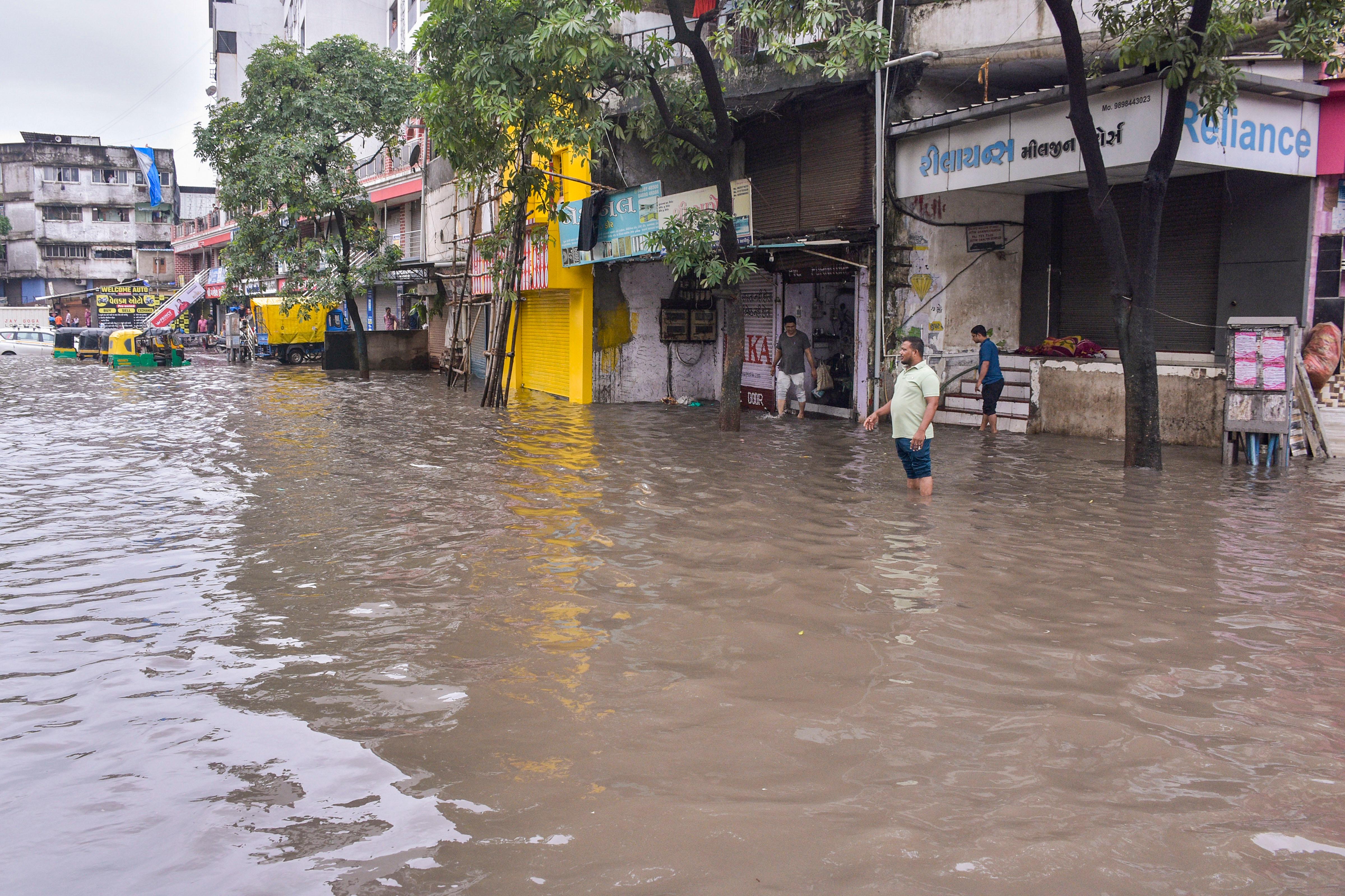 Water entered several shops in 'Diamond City' Surat on Tuesday after the city received incessant rainfall for the past two days 