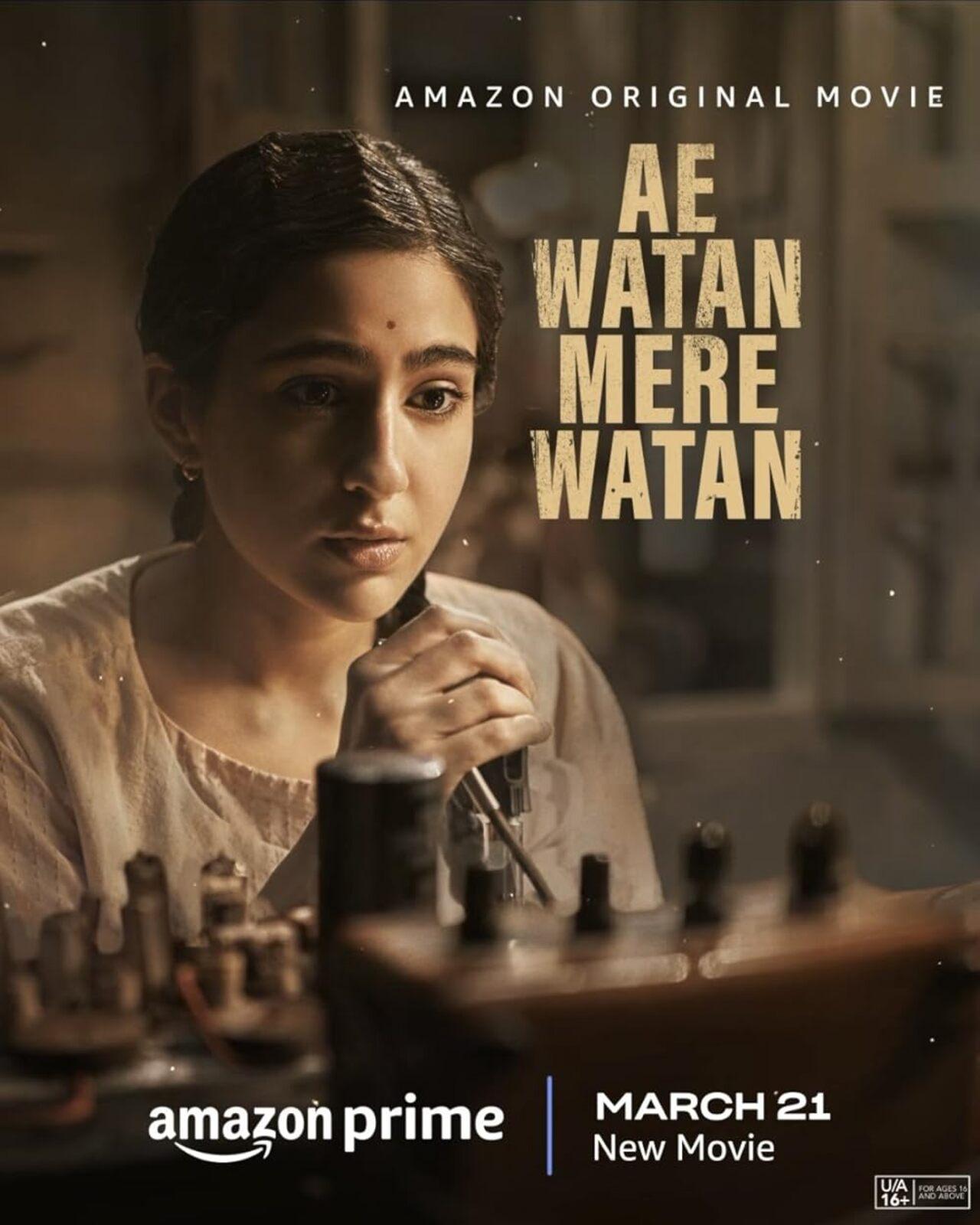 Ae Watan Mere Watan chronicles the stirring saga of Usha Mehta, portrayed by Sara Ali Khan, at the heart of India’s 1942 freedom struggle. Initiating an underground radio station amidst the fervour of the Quit India movement, she becomes the voice of unity and defiance against British colonial rule