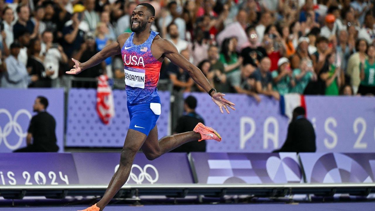 American Rai Benjamin beats world-record-holder Karsten Warholm for gold in 400m hurdles