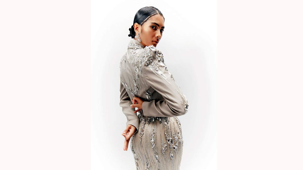 Slim and angled shoulders by Gaurav Gupta 