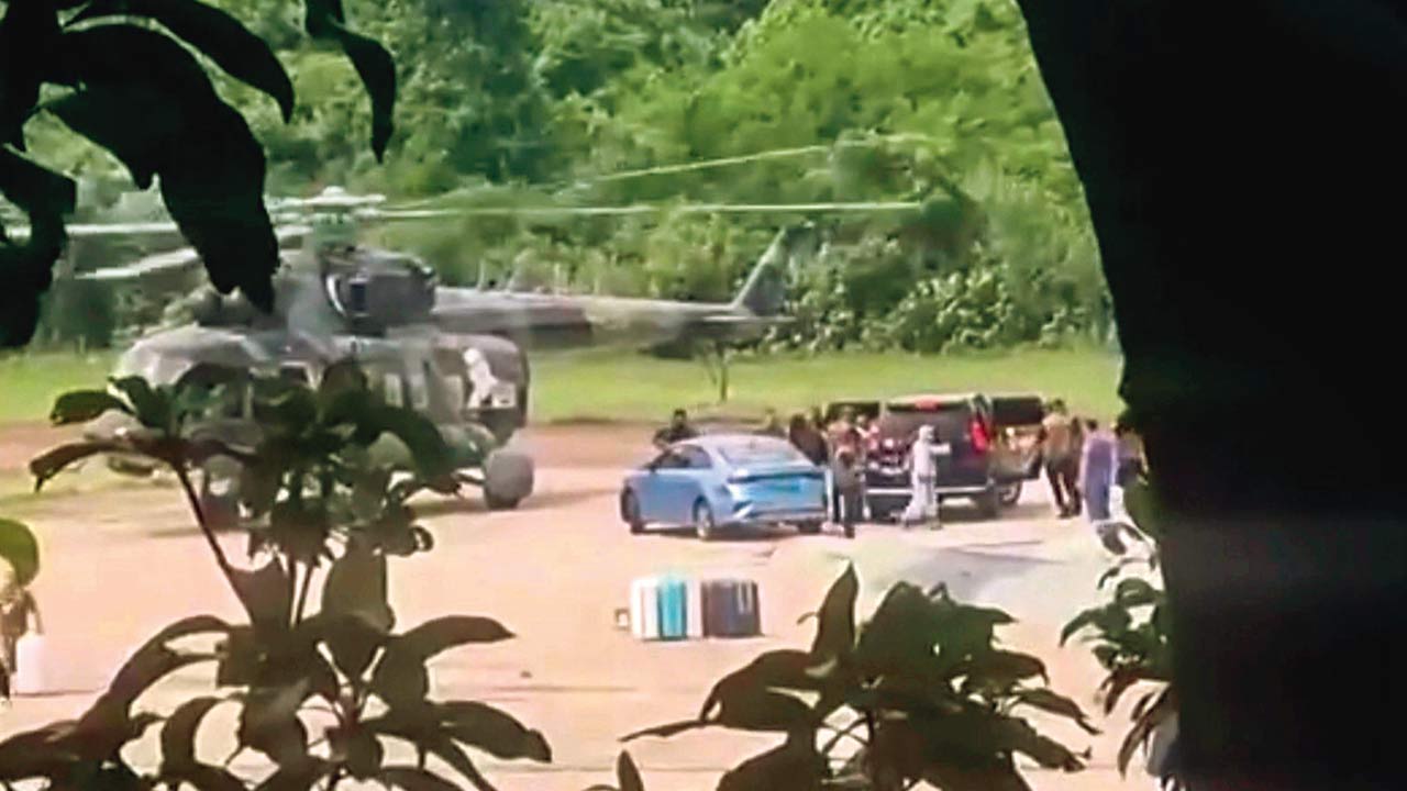 Sheikh Hasina leaves the country in a helicopter on Monday