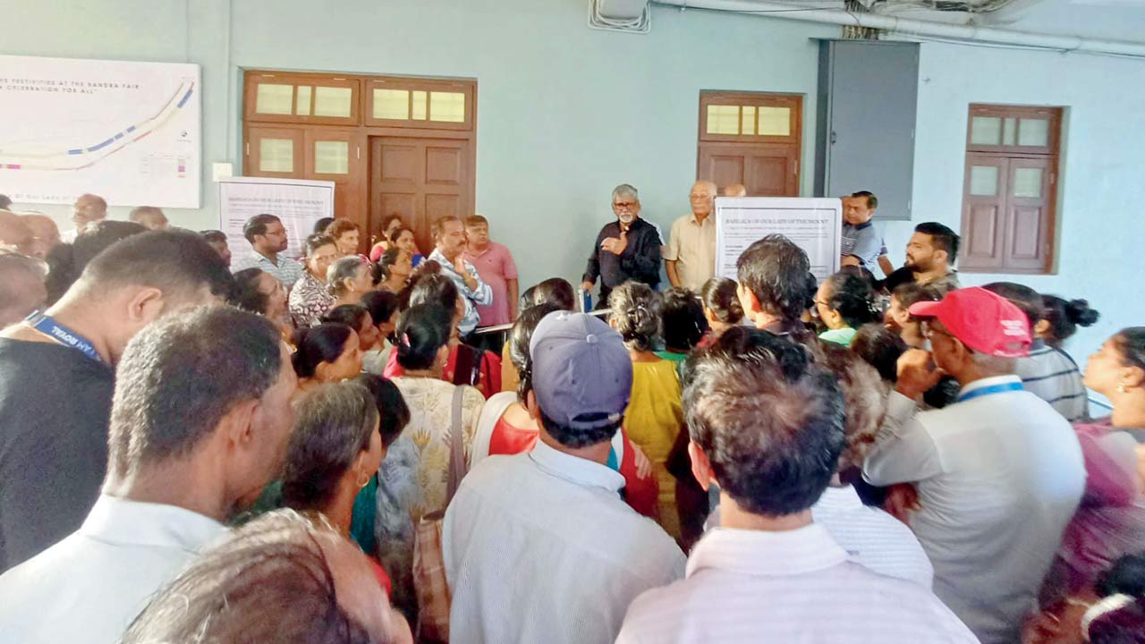 Fr Sunder M Albuquerque addresses stallholders at the Basilica of Our Lady of the Mount, on Wednesday