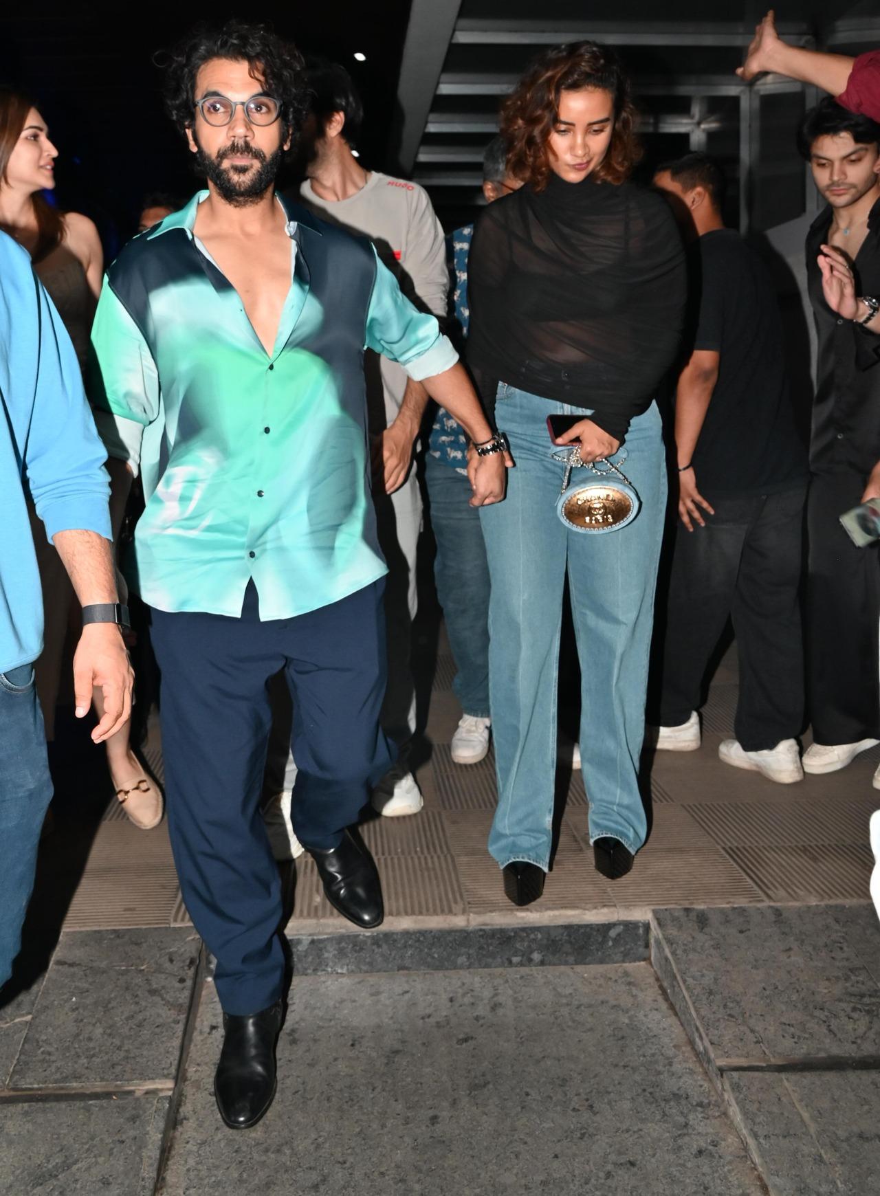 The actor arrived at the success bash with his lady luck Patralekhaa
