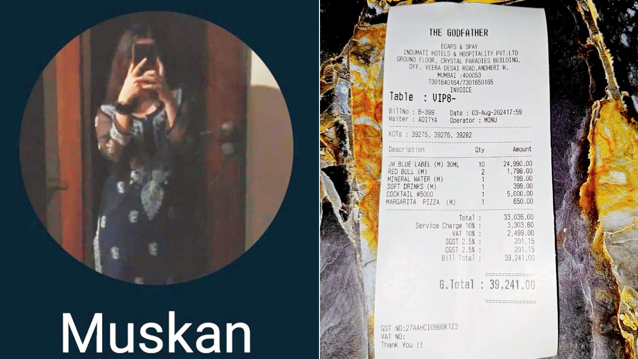 The profile of the woman the 30-year-old matched with; (right) The bill generated by the staff 