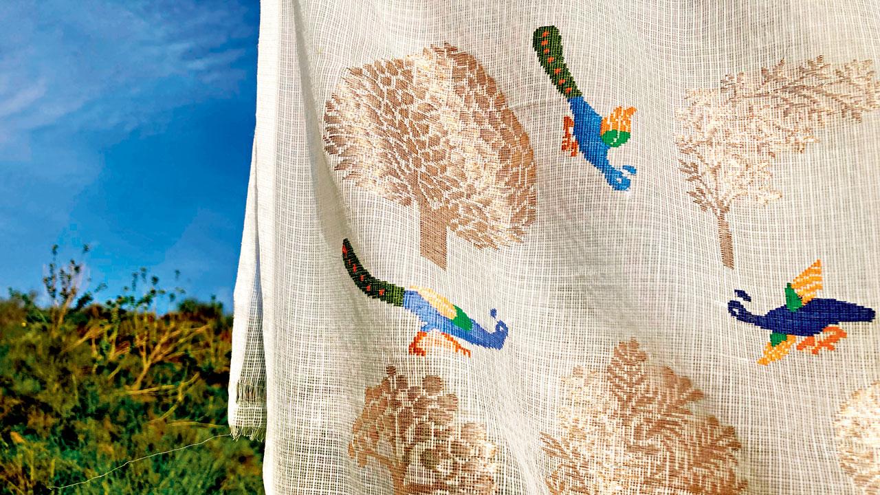 A Kota Doria cloth with motifs inspired from miniatures