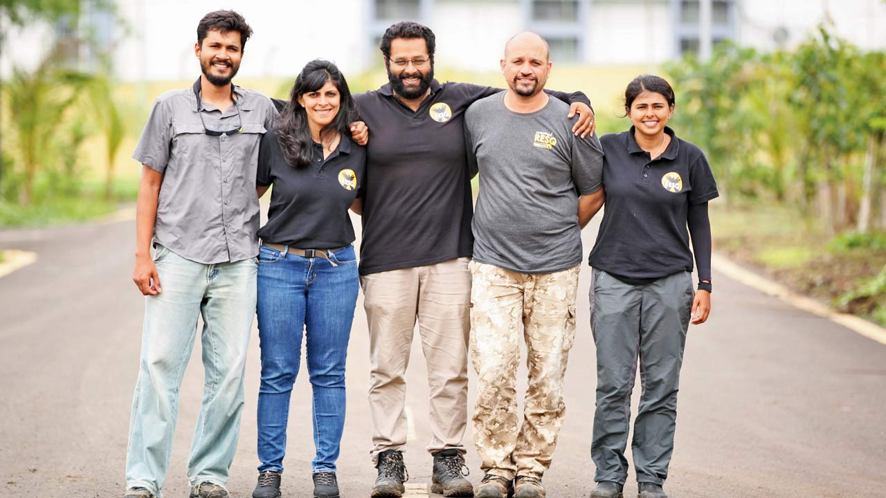 The ResQ Charitable Trust team that worked on rehabilitating the hyena before releasing it back in the wild: (From left) Tuhin Satarkar, Neha Panchamiya, Nachiket Utpat, Kiran Rahalkar and Pallavi Gowda