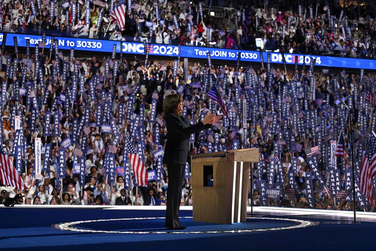 The 59-year-old leader walked on stage to thunderous applause and a standing ovation from the audience. Chants of 