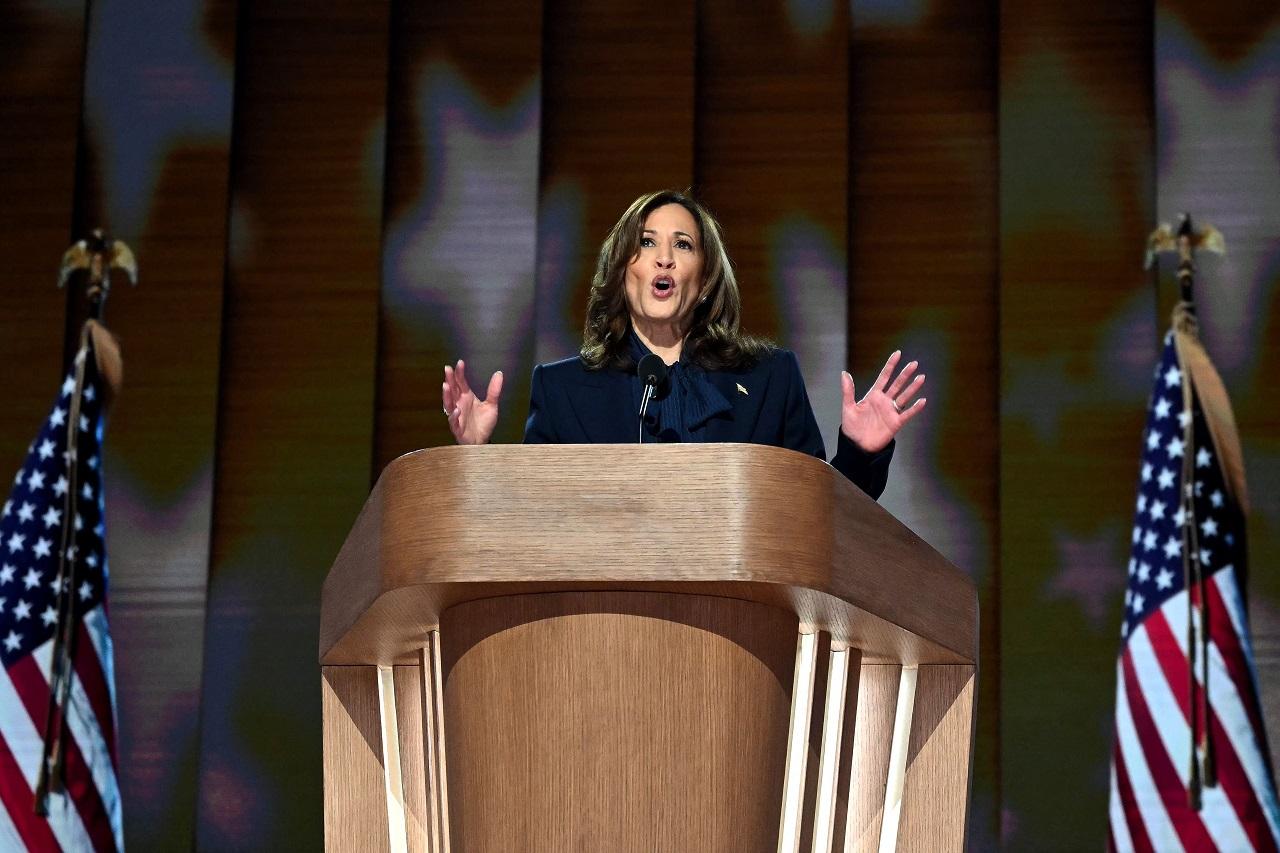 Taking the stage at the United Center in Chicago to accept her nomination, Harris said she is no stranger to unlikely journeys