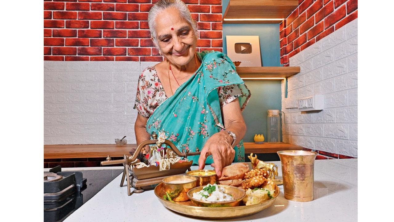 Urmila Asher, a.k.a Masterchef ki Ba sets a farali thali at her Charni Road residence. Pic/Atul Kamble