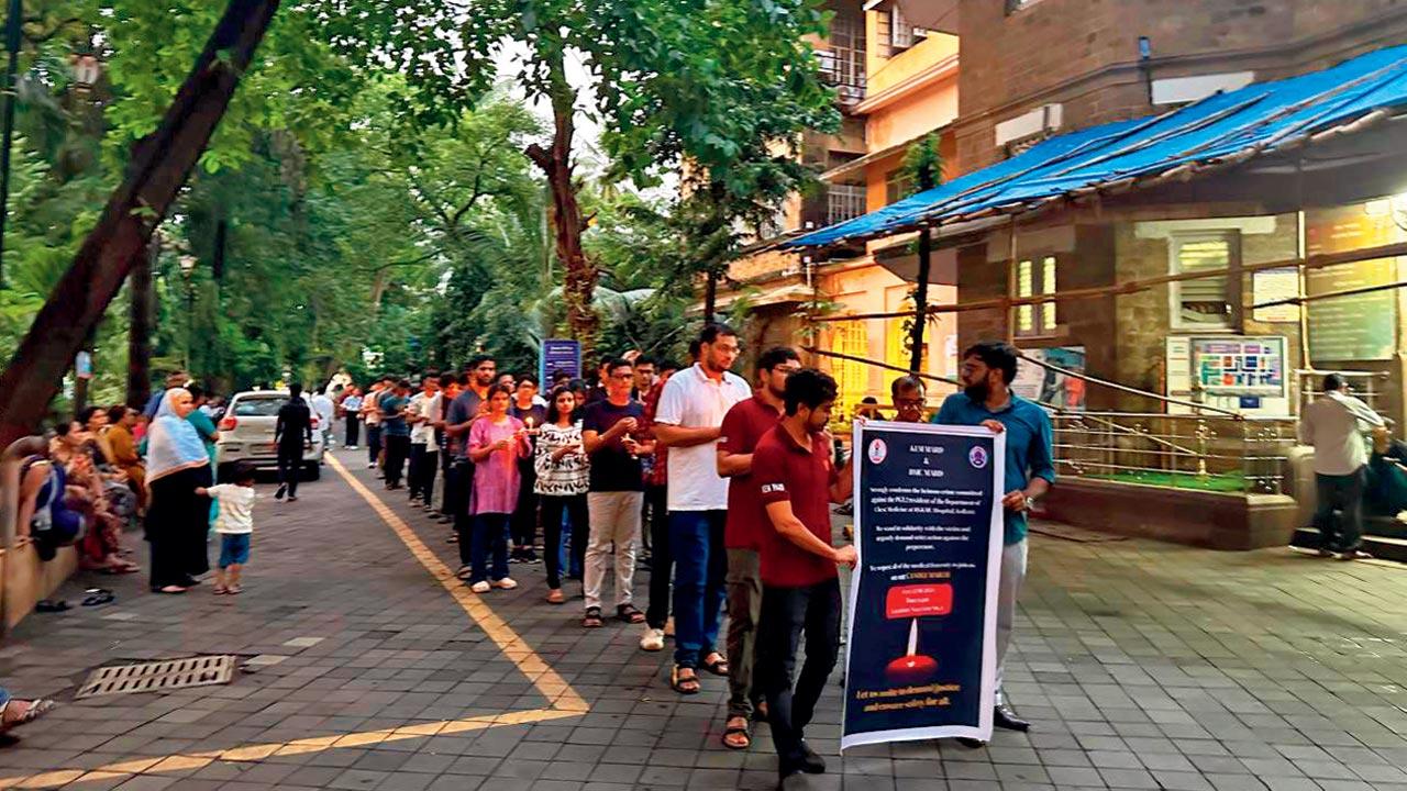 Doctors during a vigil at KEM hospital