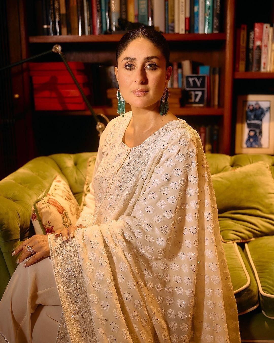 As the brand marks its anniversary with a month-long celebration of Chikan craftsmanship, the Begum of Pataudi aka Kareena Kapoor Khan exudes elegance in an ivory hand-embroidered kurta and a Chikankari dupatta. 