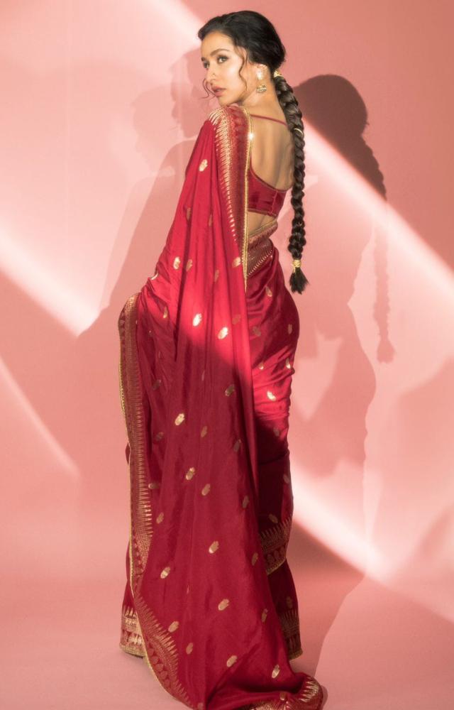 Shraddha Kapoor, who is currently riding high on the success of the comedy horror `Stree 2` is owning desi vibes like a queen in this red saree.