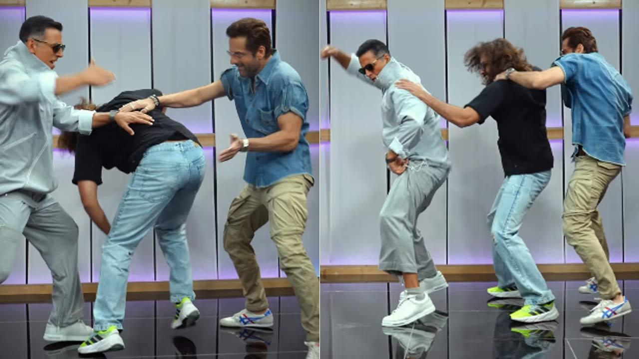 Akshay Kumar, Riteish Deshmukh, Fardeen Khan recreate iconic 'Heyy Babyy' dance 