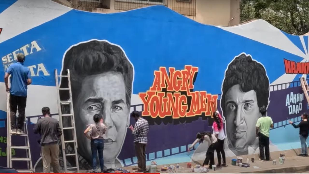 Fans come together to create larger-than-life mural in Bandra for Salim-Javed
