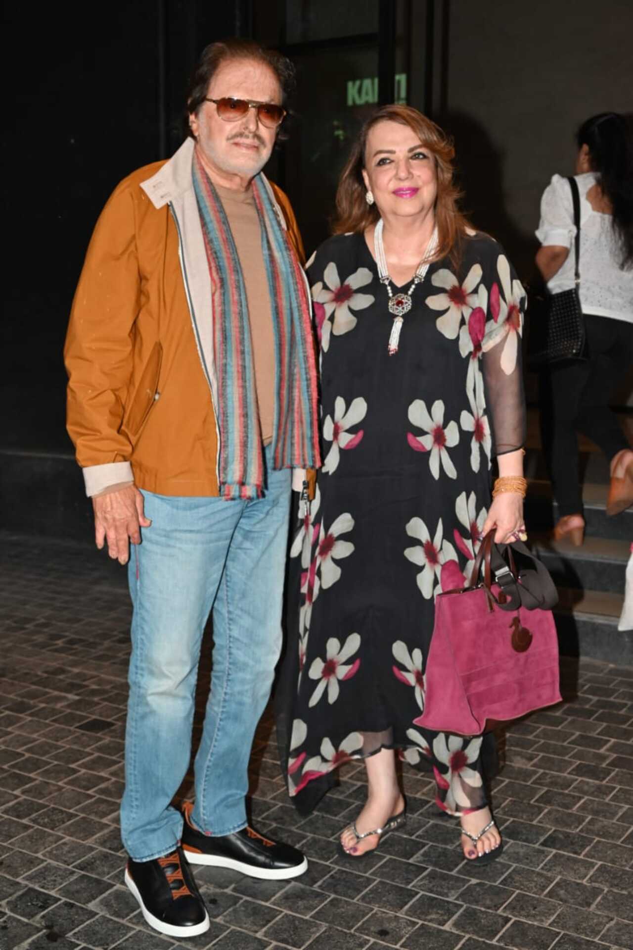 Veteran actor Sanjay Khan made a rare appearance and arrived with his wife Zarine Khan. 