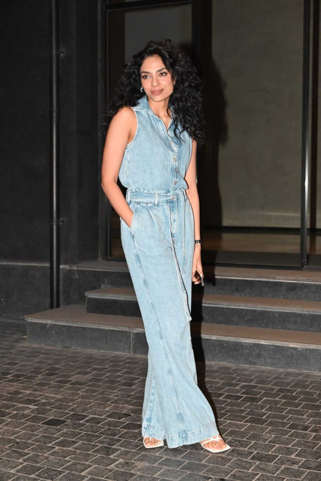 Sobhita Dhulipala also arrived at the venue in style. She flaunted her voluminous hair in a denim jumpsuit. 