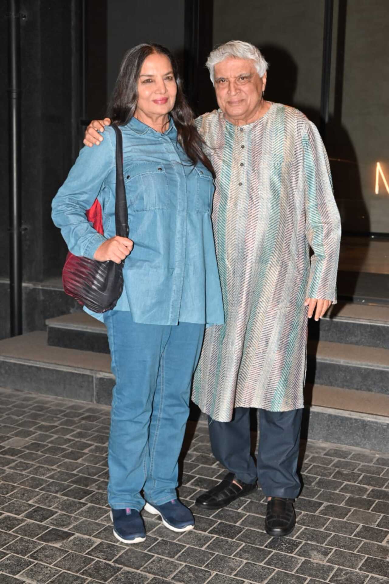 Popular lyricist and screenwriter Javed Akhtar marked his presence at the special screening of the docuseries 'Angry Young Men' with his wife and actor Shabana Azmi. 