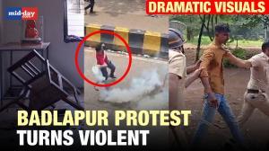 Badlapur school sexual assault case: Dramatic visuals from the protest - WATCH