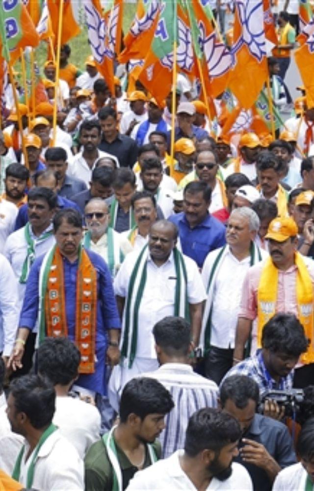 BJP, JD(S) begin `Mysuru chalo` protest