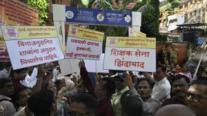 BMC school teachers protest against staffing shortages, pension issues