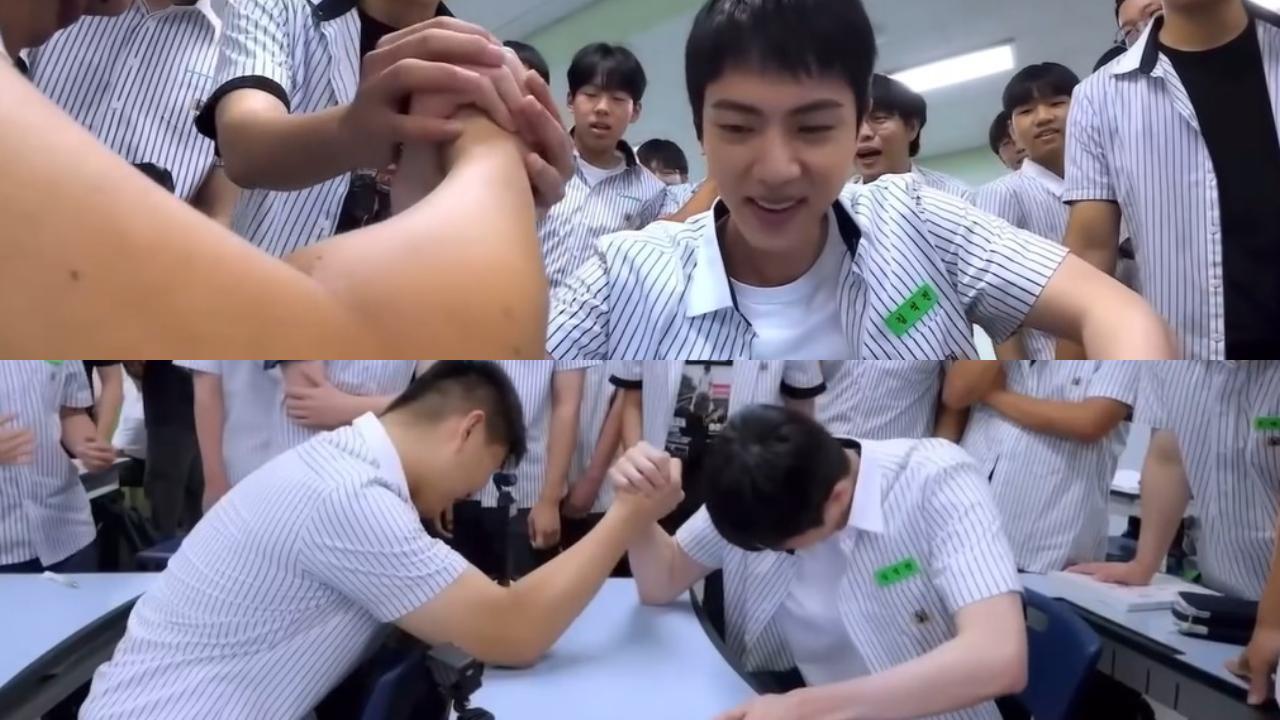 BTS: Jin arm wrestles with high-school kids in hilarious new video