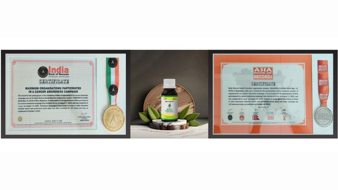 Indian Brand ‘Body Revival by Health Reactive’ Makes History in Cancer Awareness, Enters India and Asia Books of Records.