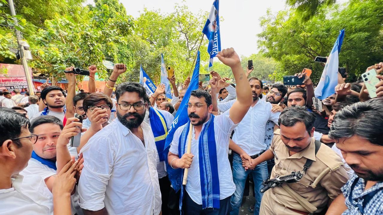 MP Chandra Shekhar Azad leads protest at Jantar Mantar amid Bharat Bandh
