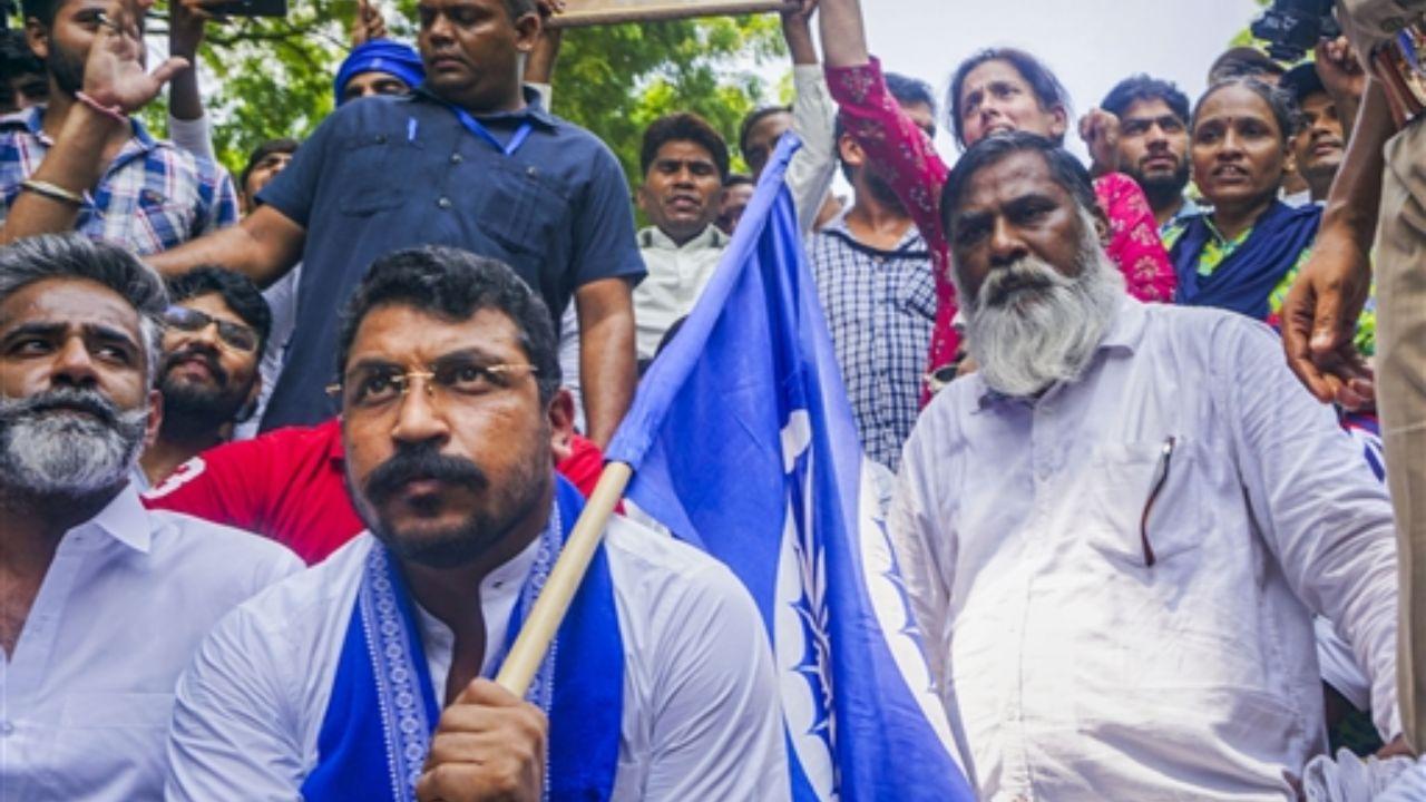 In Patna, police resorted to lathi-charging protesters who were participating in the Bharat Bandh. The demonstrators were protesting against the Supreme Court's August 1 judgement, which allows the sub-classification of SCs and STs within the reservation system.