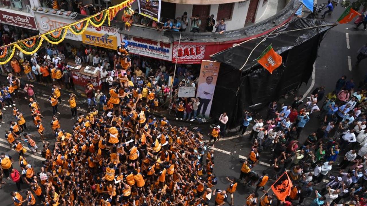 Dahi handis decorated with flowers have been hoisted many feet above the ground at several housing societies, roads, junctions and public grounds across the city