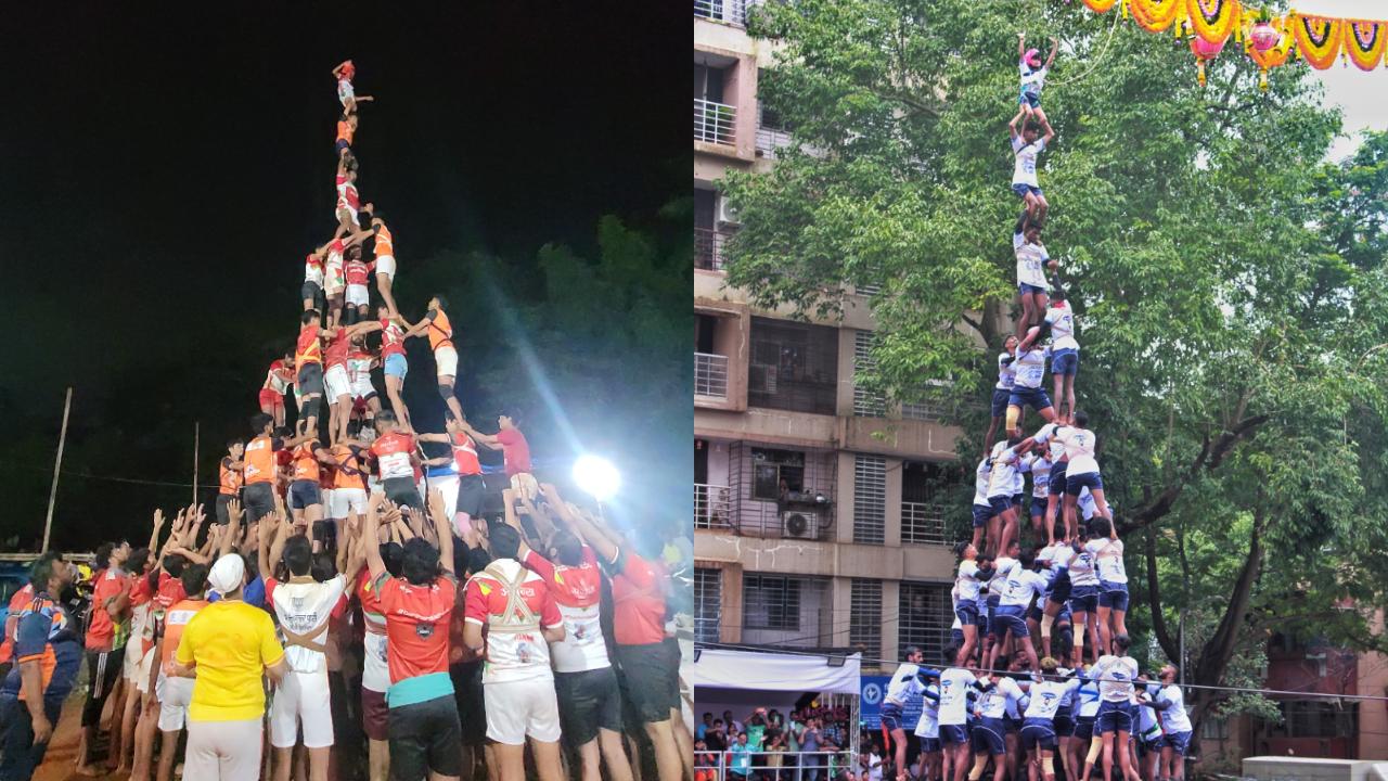 Aryans Govinda Pathak (L); Kokan Nagar Govinda Pathak (R)
Safety has become a focus while playing Dahi Handi now. Govinda pathaks train extensively and aim for a ‘zero injury’ competition and celebration.